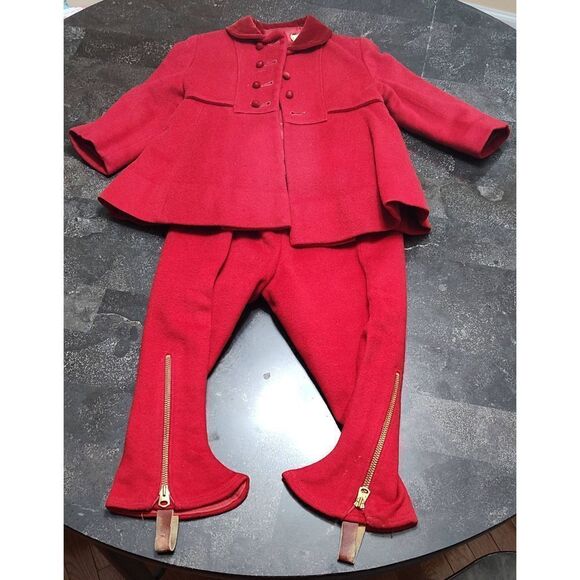Vintage Children's Riding Ensemble by BAMBURY ORIGINAL Velora Deep Red. See desc - Picture 1 of 9